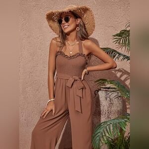Womens Brown Wide Leg Jumpsuit NWT (L)